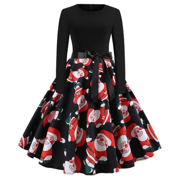 santa print dress